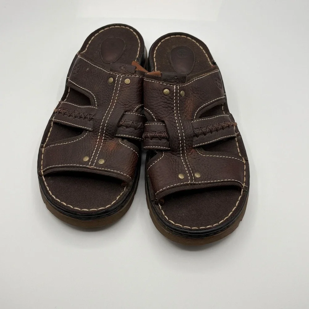 Dr. Martens Dax Sandals Mens Size 12 Brown Leather Slide Slip On Y2K Style - Picture 3 of 10